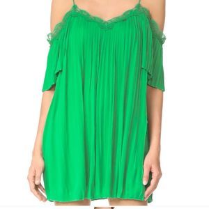 Alice + Olivia green pleat cold shoulder  mini dress size xs